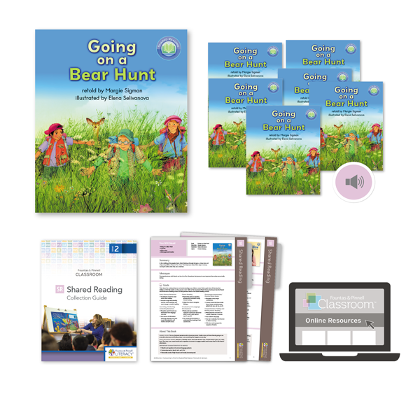 The components of Shared Reading: Guide, Books, Lesson Folders and Online Resources.