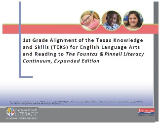 德克萨斯州德克萨斯州知识和技能（TEKS）的第一年级对齐，用于英语语言艺术和阅读和识字率连续，扩展版